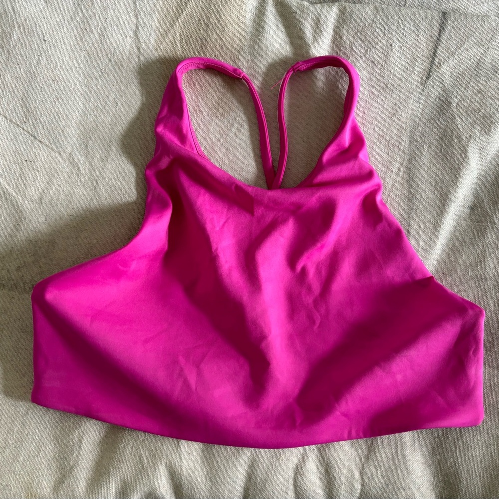 Left On Friday Pink High-Neck Racerback swim top